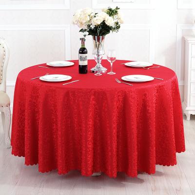 China Durable Premium Polyester Round Table Cover Jacquard Tablecloth Damask Wedding Table Cloth for sale