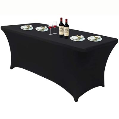 China Durable 6Ft Rectangular Spandex Tablecloths Wedding Party Patio Table Covers Fitted Stretch Tablecloth for sale