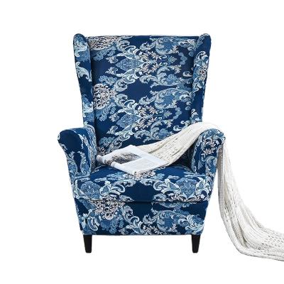 China Modern Printed Wing Back Chair Slipcover Arm Chair Furniture Cover Stretch Wingback Chair Cover for sale