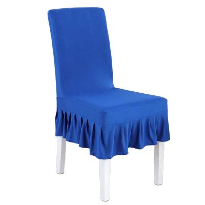 China Simple Royal Blue Stylish Spandex Spandex Chair Cover Simple Royal Blue Ruffled Pleated Dining Chair Cover for sale