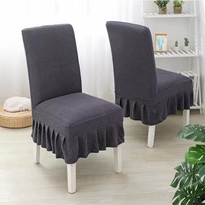 China Jacquard Gray Thick Dining Chair Covers Stretch Chair Covers For Ruffled Dining Dining Chair Cover for sale