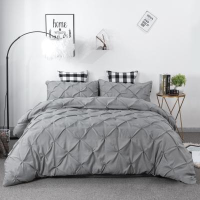 China Gray Pintuck Pinwheel Comforter Cover Queen Pintuck Comforter Cover Pinch Pleat Duvet Cover Set 3 Pieces for sale