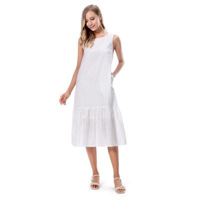 China Women's Vintage V-Neck Women's Casual Wear Elegant Casual Dress Women Breathable Cotton Sleeveless Custom Made Hot Anti-Static Summer for sale