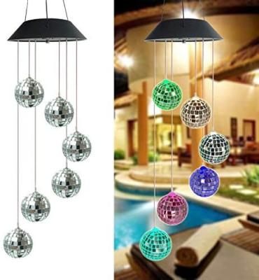 China Hot-saled Garden Wind Solar Bell Spiral Spinner Crystal Ball Chime Changing Color Moving Light for Festival Decoration for sale