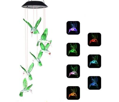 China LANDSCAPE Amazon Hummingbird Solar Powered Garden Lights Musical Wind Rings Outdoor Waterproof Led Lights Colo for sale