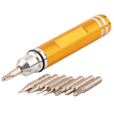 China New Design 8*screw Promotional Mini Pen Shape Aluminum Multifunction Tools Precision Power Screwdriver Custom Made for sale