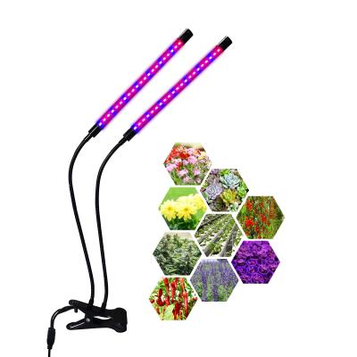 China Seed Starting Cusomik 20w Double Heads Flexible Tube Grow Light Red Blue Spectrum Strong Clip Plant Lamp For Home for sale