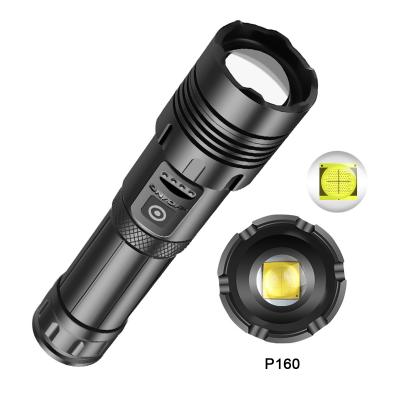 China Cusomik XHP 160 USB COB Super Bright Waterproof Night Light Zoomable Led Emergency Rechargeable Flashlight with Strong Low Flashing Mode for sale