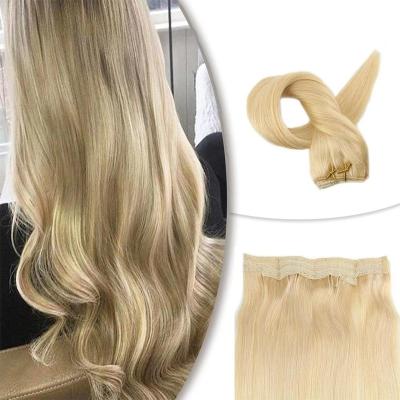 China Silky straight wave wholesale hot products top sell products to double hair 100% drawn halo hair extension for sale