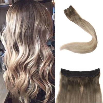 China Hot Selling Silky Straight Wave Wholesale Products Top Selling Products For Double Hair 100% Pulled Halo Hair Extensions for sale