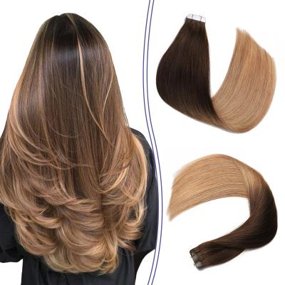 China Virgin Hair Tape In Hair Extensions Double Drawn Ombre Color Hair Extensions for sale