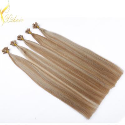 China Remy Human Hair Fusion Piano Color Keratin Pre Bonded Hair Extension Hot Wave U-tip Silky Straight Nail Tip for sale