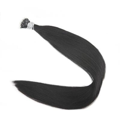 China Darkness Pulled Nano #1 Remy Human Hair Extensions Ring Tip Hair Extensions Double Silky Straight Wave for sale