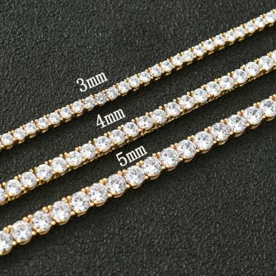 China Lead Free Nickel Free 2022 Bling Crystal Women's Necklaces Zircon Diamond Tennis Chain Necklace CZ Full Bling Men's Necklace Chain for sale