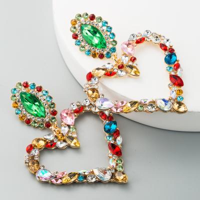 China 2021 Hot Sale 21524 Hyperbole 21524 Retro Irregular Hyperbole Earring Personality Color Rhinestone Heart Irregular Creative Bohemian Earrings for sale