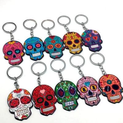 China Advertising Celebrate Mexican Day Of The Dead Halloween Zinc Alloy Metal Key Chain for sale