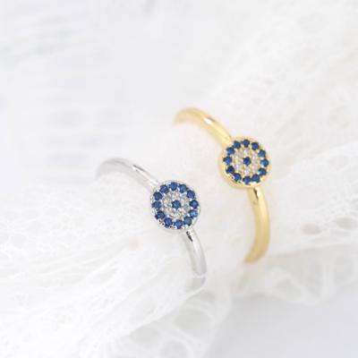 China 2021 Best Selling Female Evil Eye TRENDY Evil Eye Croc Charm Jewelry S925 Sterling Silver Eye Ring Blue Evil Eye Crystal Ring for sale