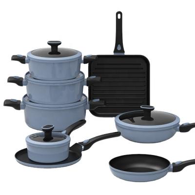 China New Design Non Sustainable Stick Cookware Aluminum Liner Cookware Set for sale