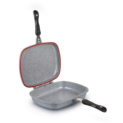 China Sustainable Aluminum Double Sided Double Frying Pan Design Grill Pan for sale