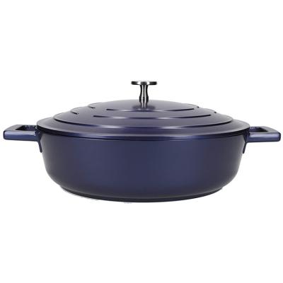 China 2021 New Style Sustainable Shallow Flat Lightweight Cast Aluminum Casserole Stick Non Frying Pot for sale