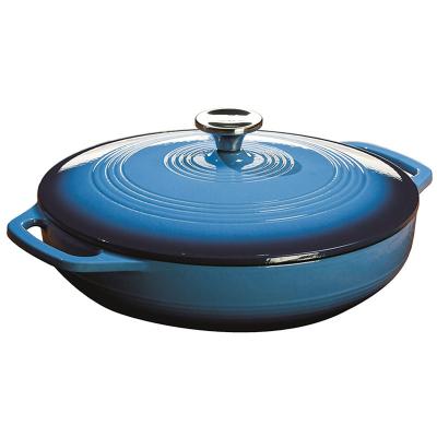 China Viable Non Stick Caribbean Shallow Cast Iron Blue Enameled Dutch Oven With Lid for sale