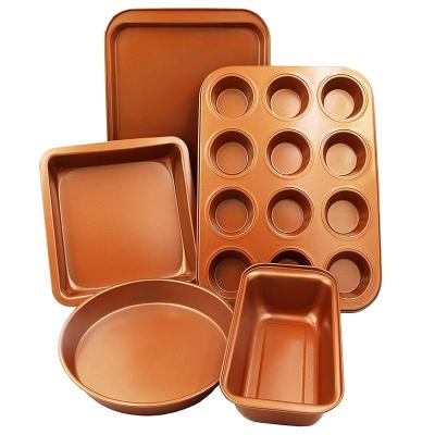 China 5 PCs Premium Non-Stick Disposable Cake Pan, Toaster and Bun Pan Bakeware Cake Tray Pot Set for sale