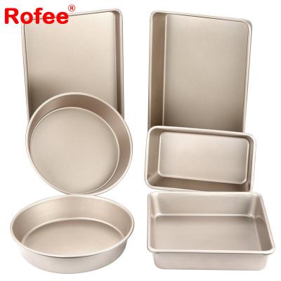 China Disposable Nonstick Aluminum Round Cake Pan Cookie Sheet Loaf and Pizza Pan Ovenware Bakeware Set for sale