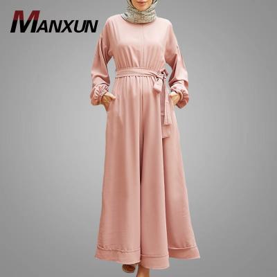 China Hotsale Africa Clothing Loose High Waist Fashion Overalls Women Clothing Custom Elegant Leg Muslim One Piece Solid Color Logo Solid Color Islamic Jumpsuit Big Size for sale