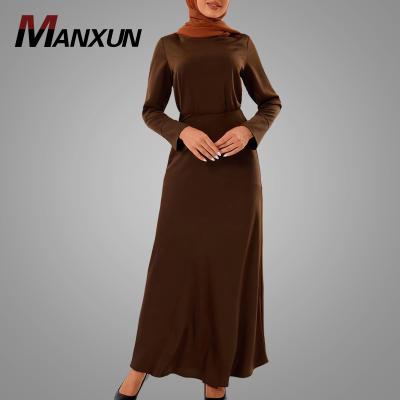 China Elegant Ladies Islamic Clothing 2023 New Fashion Muslim Women Dress Elegant Lady Dubai Abaya Style Long Sleeve Simple Dress Moroccan Islamic Clothing for sale