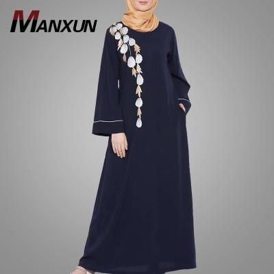 China Arab Moroccan Middle East Clothing Ladies Classic Abaya Style Muslim Islamic Simple Long Sleeve Maxi Dress High Quality Embroidered Long Sleeve for sale