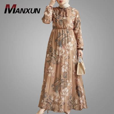 China Hot Popular Moroccan Malaysia Maxi Dress Online Big Bottom Islamic Clothing Printed High Quality Fashion Elegant Islamic Dubai Abaya Ladies Clothing for sale