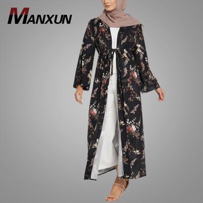 China New Style Fashion Kimono Abaya Latest Design Burqa Latest Design Burqa With Belt Modern Soft Pleated Open Abaya for sale