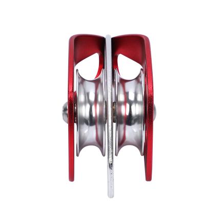 China Good Quaily CE Standard Outdoor Climbing Protection Double Wheel Climbing Pulley for sale