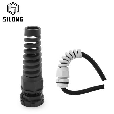 China Heavy Duty Waterproof Plastic Cable Head Anti Bending Nylon Cable Gland Twist Tail Spring Nylon Cable Gland for sale