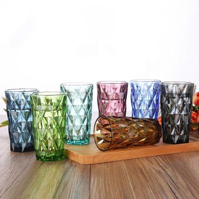 China Eco-friendly Hot Selling Amazon Multicolor Beverage Cup Drinking Glass Glass Tumbler for sale