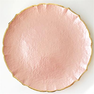 China Trivet Rose Gold Rim Pearl Charger Plates Bulk Viable Elegant Dinner Dishes for sale