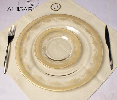 China Amazon Hot Sale ALiiSAR Disposable Bats Style Charger Elegant Golden Dishes For Wedding Hotel for sale