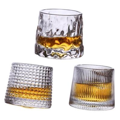 China New Latest Design Factory Wholesale Custom Lead Free Crystal Glass Spinning Spinning Whiskey Glass Tumbler for sale