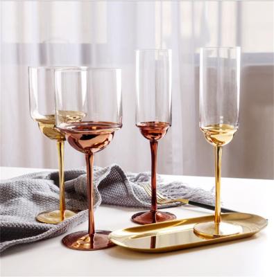 China Hotselling Luxury Gold Plated Products Amazon Wedding Champagne Glasses Flutes Red Wine Glass for sale