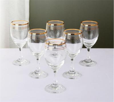 China Gold rim factory wholesale cheap wedding decoration personalized unique transparent gold rim red wine glass for sale