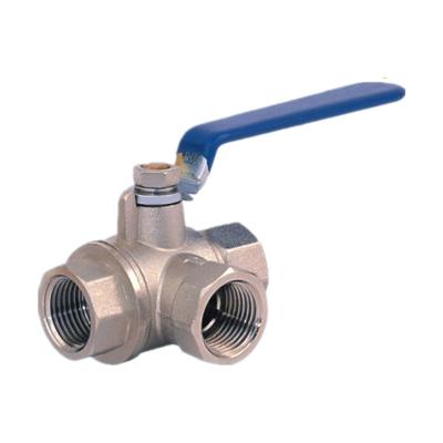 China General 1/4-2 inch T/L type three way Brushed Brass 2 Pcs PTFS ball valve 1000PSI for sale