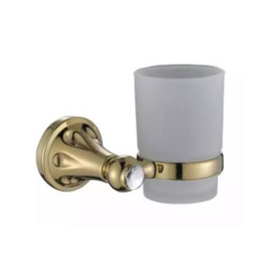 China Modern Tan gargle cup frame round base Zinc Alloy stent ceramic bathroom single cup wall installation for sale