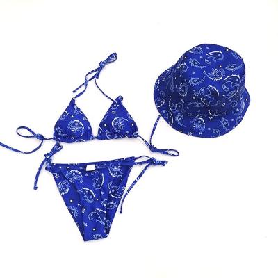 China New Fashion Design Edges Luxury Blue Swimwear Plus Size Bikini Ring Trim Over Shoulder Woman Sexy Bikini for sale