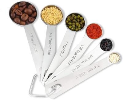 China Stocked 6PCS Measuring Cups Set Stainless Steel Metal Kitchen Measuring Tool Kit for sale