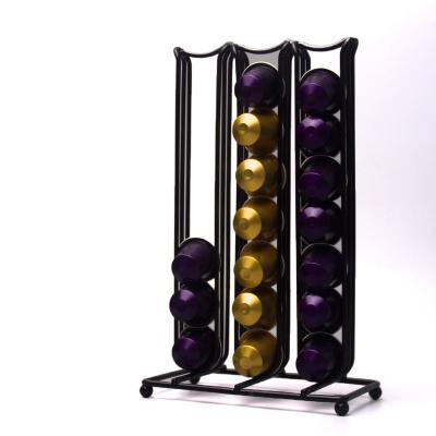 China 42 Black Stocked For Nespresso Iron Metal Coffee Capsules Rack For Rack Display Stand Storage for sale