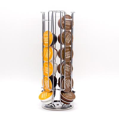 China Viable Fit For Dolce Enthusiasm Capsules Iron Rotating Metal Coffee Capsules Rack For Rack Display Stand Storage 24 Pods for sale