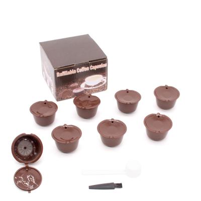 China WITH LID 8 Pcs Reusable Coffee Capsule Filter Cup For Dolce Enthusiasm Refillable Spoon Brush Filter Baskets Pod for sale