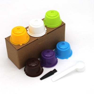 China WITH LID 6PCS Colorful Filter Cup Reusable Coffee Capsule For Dolce Enthusiasm for sale