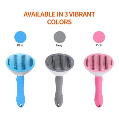 China Sustainable Pet Cleaning Grooming Tools Product Cat Dog Hair Comb Self Cleaning Slicker Grooming Pet Dog Brush for sale