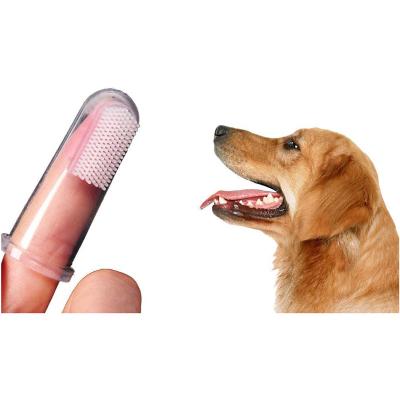 China Sustainable Dropshipping Pet Supplies Super Soft Pet Finger Toothbrush Teddy Dog Brush Bad Breath Teeth Tool Dog Cat Cleaning for sale